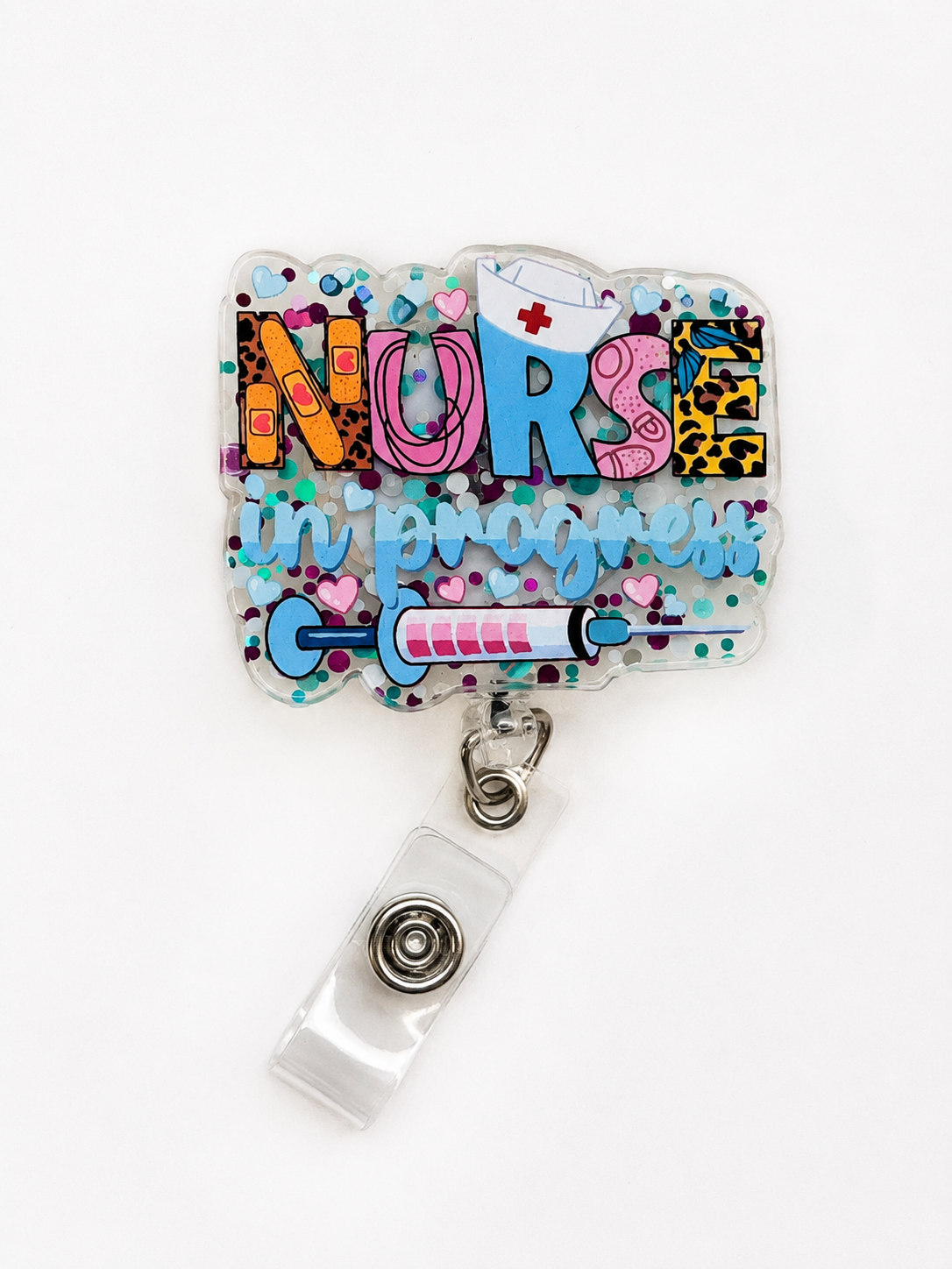 Nurse in Progress Glitter Badge Reel