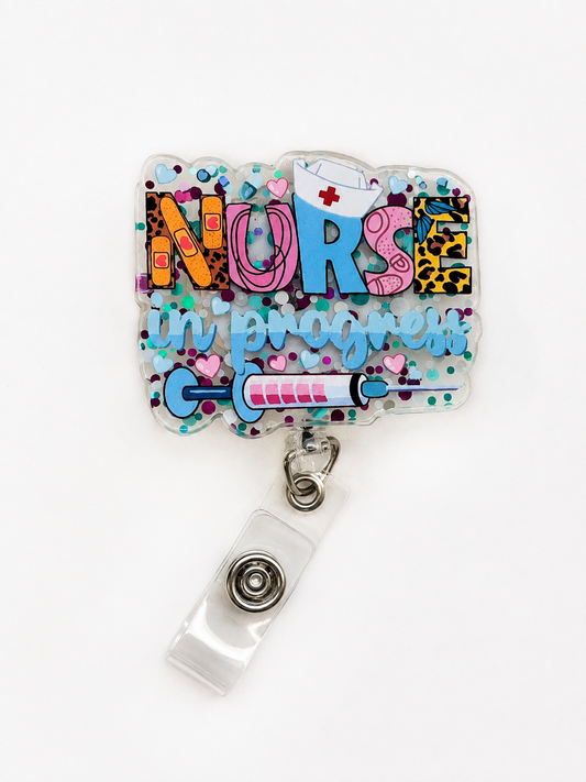 Nurse in Progress Glitter Badge Reel