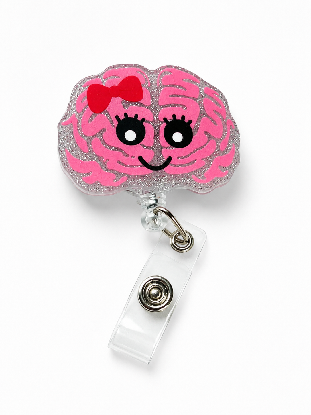 Cute Pink Brain Badge Reel